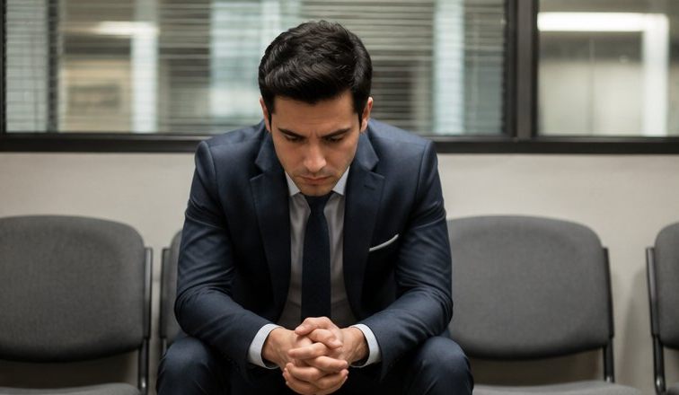 Someone waiting nervously before an interview